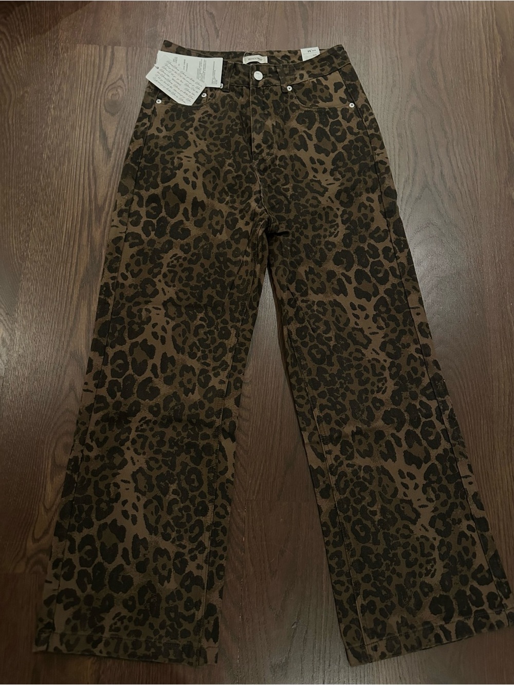 Brown/Black Cheetah Print Wide-Leg Jeans